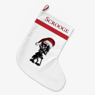Kerstmis aangepaste tekst skelet in Santa Hat naam Grote Kerstsok