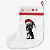 Kerstmis aangepaste tekst skelet in Santa Hat naam Grote Kerstsok (Achterkant)