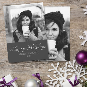 Kerstmis aangepaste vakantie twee zijfotokaart feestdagenkaart