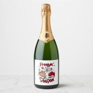 Kerstmis aankondiging zwangerschap in de bevriezin sparkling wijnetiket