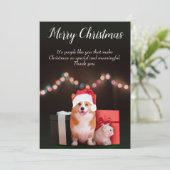 Kerstmis aanpasbare kat en hond feestdagenkaart (Staand voorkant)