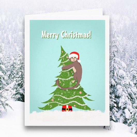 Kerstmis Aap Krimt Boom Kaart