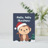 Kerstmis Aap Sneeuw Winter Dieren Apen Feestdagen (Staand voorkant)