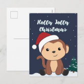 Kerstmis Aap Sneeuw Winter Dieren Apen Feestdagen (Voorkant / Achterkant)