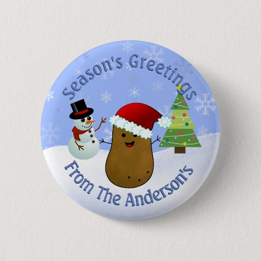 Kerstmis Aardappel Seizoensgroet Persoonlijk Ronde Button 5,7 Cm (Voorkant)