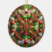 KERSTMIS Abalone Groen Rood Goud 3D Bladeren~ Keramisch Ornament (Links)