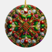 KERSTMIS Abalone Groen Rood Goud 3D Bladeren~ Keramisch Ornament (Achterkant)