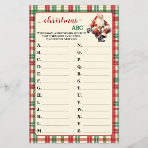 Kerstmis ABC Rode Groene Geruite Spelkaart Flyer