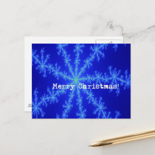 Kerstmis Abstract Blauwe Sneeuwvlok Briefkaart