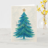 Kerstmis Abstracte Kerstboom Kaart (Gele Bloem)