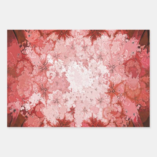 Kerstmis Abstracte rode groene elegante Floral Inpakpapier Vel (Voorkant)