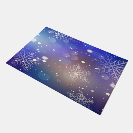 Kerstmis: achtergrond van Snowflake Deurmat (Schuin)