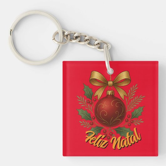 Kerstmis Acrylen Sleutelhanger - Feliz Natal (Voorkant)