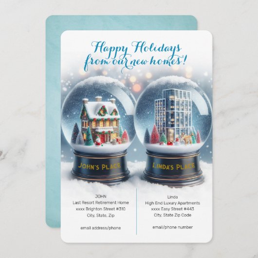 Kerstmis Adreswijziging Sneeuwbollen Kaart (Voorkant / Achterkant)