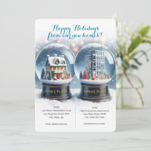 Kerstmis Adreswijziging Sneeuwbollen Kaart (Staand voorkant)