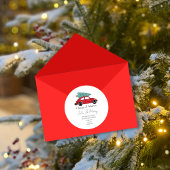 Kerstmis Adreswijziging Sticker | Rode Auto met