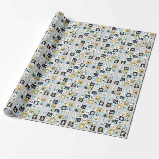 Kerstmis Advent Cadeaupapier (Uitgerold)