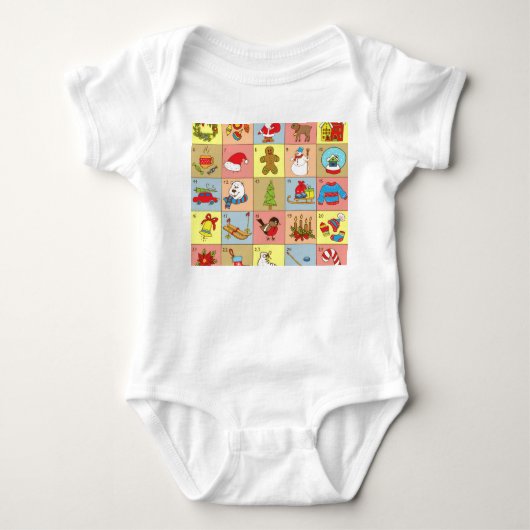 Kerstmis Advent: Doodle Elementen Verzameling Romper (Voorkant)