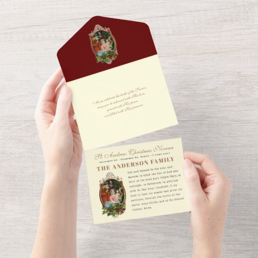 Kerstmis Advent Gebed Vintage Religieuze Novena   All In One Uitnodiging (Afscheurbaar)