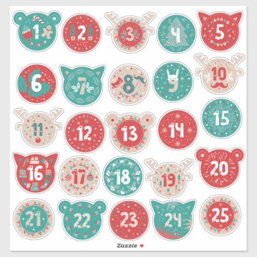 Kerstmis Advent Nummers Sticker (Vel)