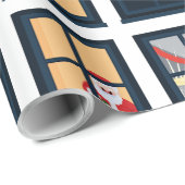 Kerstmis Advent Raam Grid Inpakpapier (Rol Hoek)