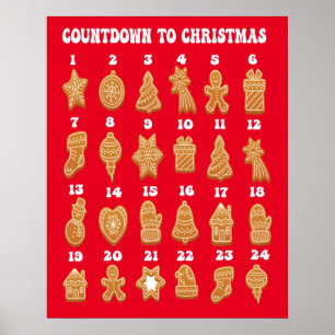 Kerstmis adventkalender Gemberkoek Poster