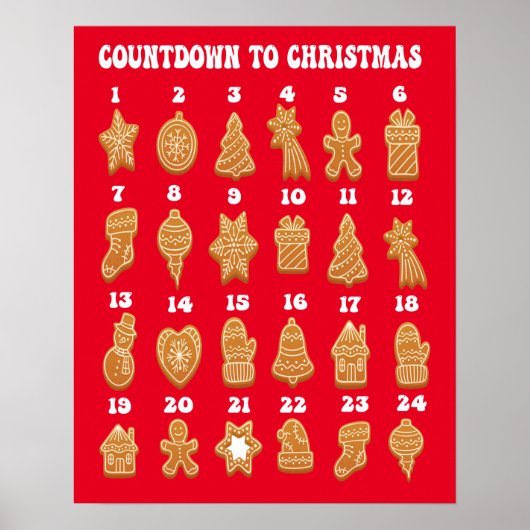 Kerstmis adventkalender Gemberkoek Poster (Voorkant)