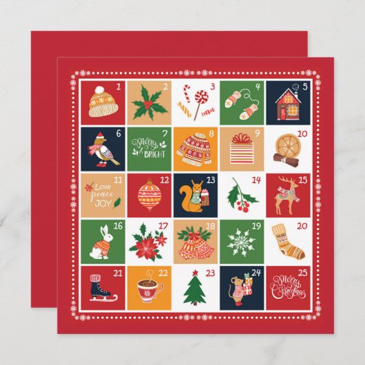 Kerstmis Adventkalender Poinsettia Rood (Voorkant / Achterkant)