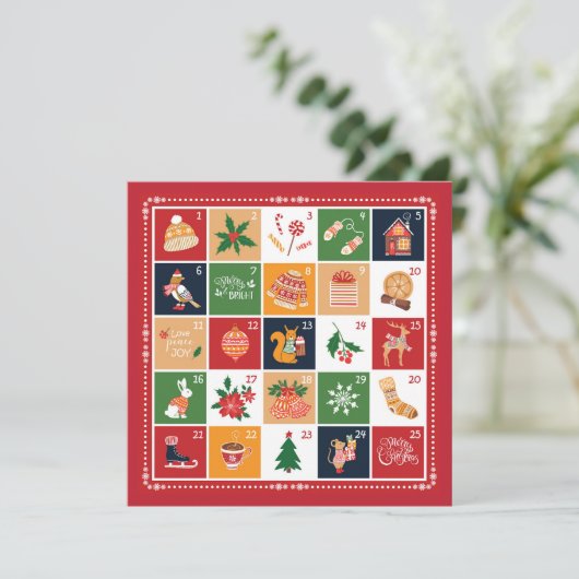 Kerstmis Adventkalender Poinsettia Rood (Staand voorkant)