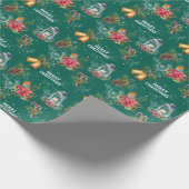 Kerstmis Afbeeldingen Blauwgroen Cadeaupapier (Hoek)