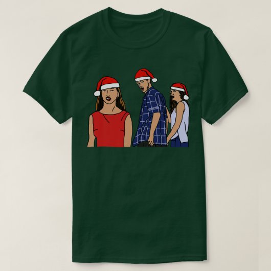 Kerstmis Afgeleide vriend Meme Santa Hat T-shirt (Design voorkant)