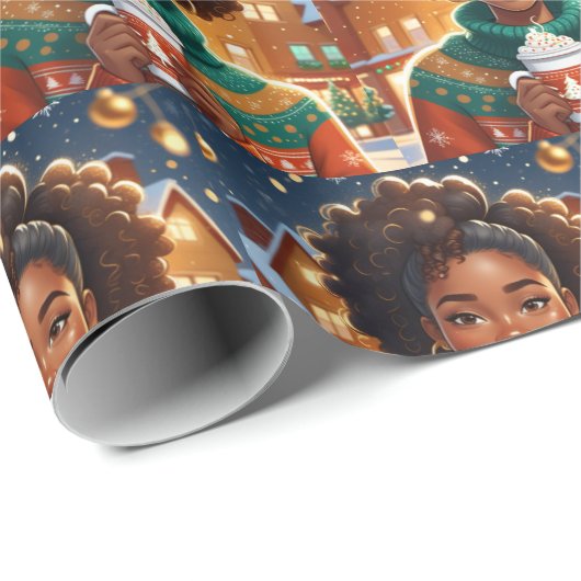 Kerstmis Afrikaans Amerikaans Vrouw Mam Cadeaupapier (Rol Hoek)