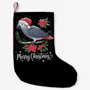 Kerstmis Afrikaanse Grijze Papegaai Kleine Kerstsok