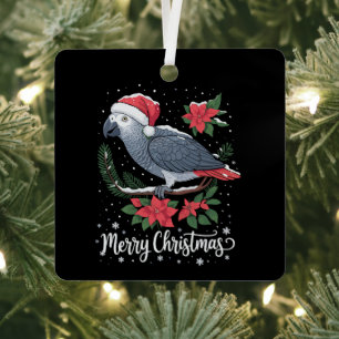 Kerstmis Afrikaanse Grijze Papegaai Metalen Ornament
