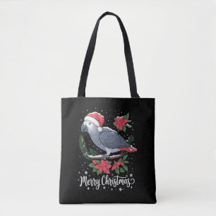 Kerstmis Afrikaanse Grijze Papegaai Tote Bag