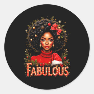 Kerstmis Afro-Amerikaans Melanine Afro slee Kween Ronde Sticker