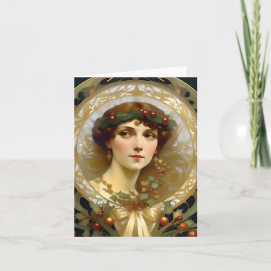 Kerstmis - AI - Art Nouveau - B Kaart (Voorkant)