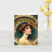 Kerstmis - AI - Art Nouveau - C Kaart (Gele Bloem)