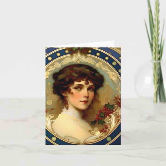 Kerstmis - AI - Art Nouveau - E Kaart (Voorkant)