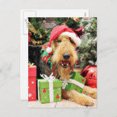 Kerstmis - Airedale - Kiehn Feestdagenkaart (Voorkant / Achterkant)