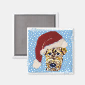 Kerstmis Airedale Magneet (Voorkant / Achterkant)