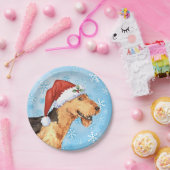 Kerstmis Airedale Papieren Bordje (Feest)