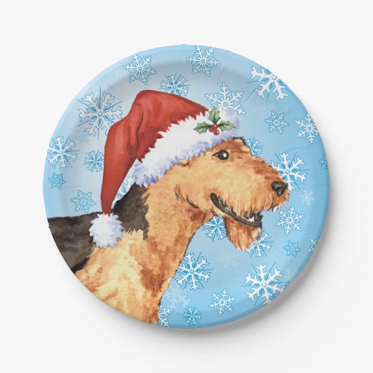 Kerstmis Airedale Papieren Bordje (Voorkant)