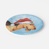 Kerstmis Airedale Papieren Bordje (Gekanteld)