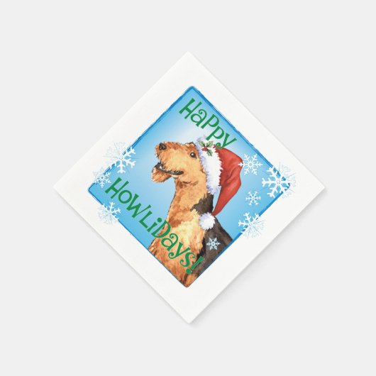 Kerstmis Airedale Servet (Hoek)