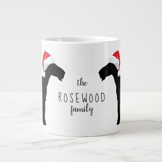 Kerstmis: Airedale Terrier Dogs Santa Hat Monogram Grote Koffiekop (Voorkant)
