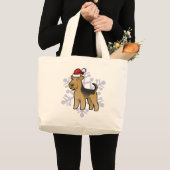 Kerstmis Airedale Terrier/Welsh Terrier Grote Tote Bag (Voorkant (product))