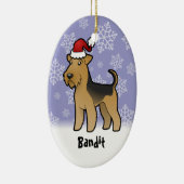Kerstmis Airedale Terrier/Welsh Terrier Keramisch Ornament (Rechts)
