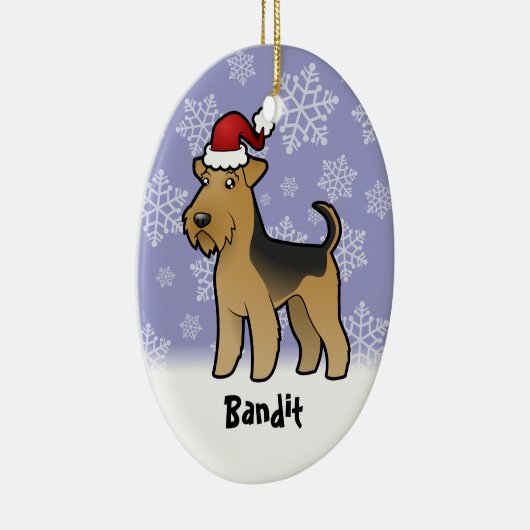 Kerstmis Airedale Terrier/Welsh Terrier Keramisch Ornament (Rechts)