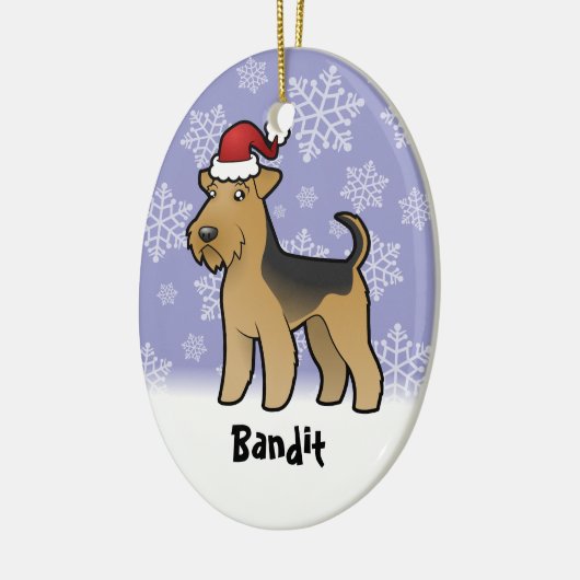 Kerstmis Airedale Terrier/Welsh Terrier Keramisch Ornament (Links)